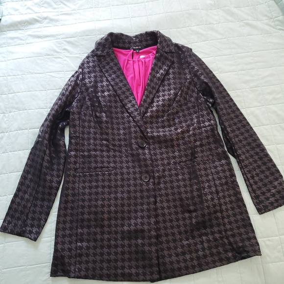 NWOT Torrid Studio Luxe Ponte Relaxed Blazer, black Houndstooth Size 00 M/L - Picture 8 of 15